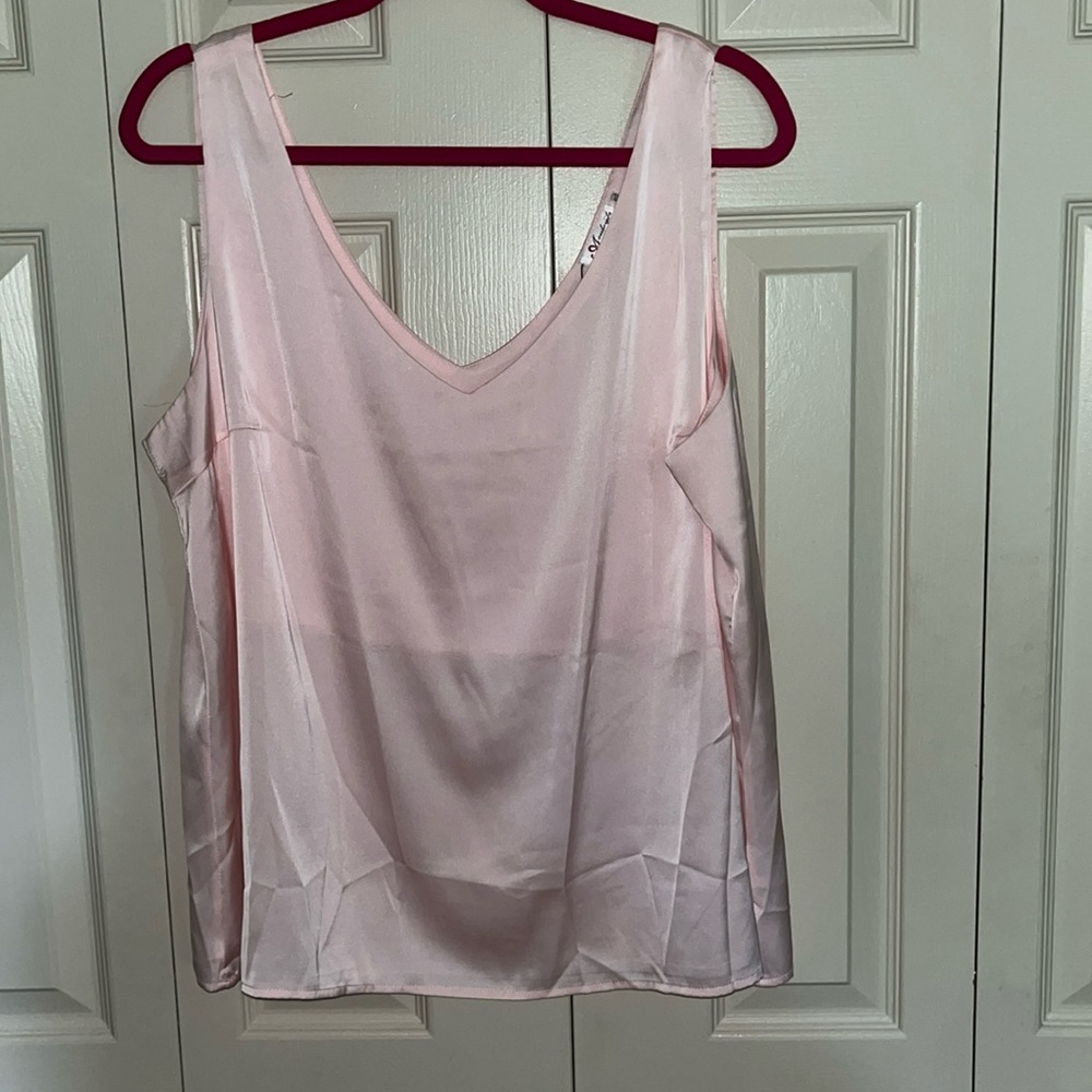 Pink Tank Top with Wide Straps and Scoop Neckline